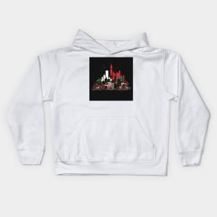 Detroit with palestine colors Kids Hoodie